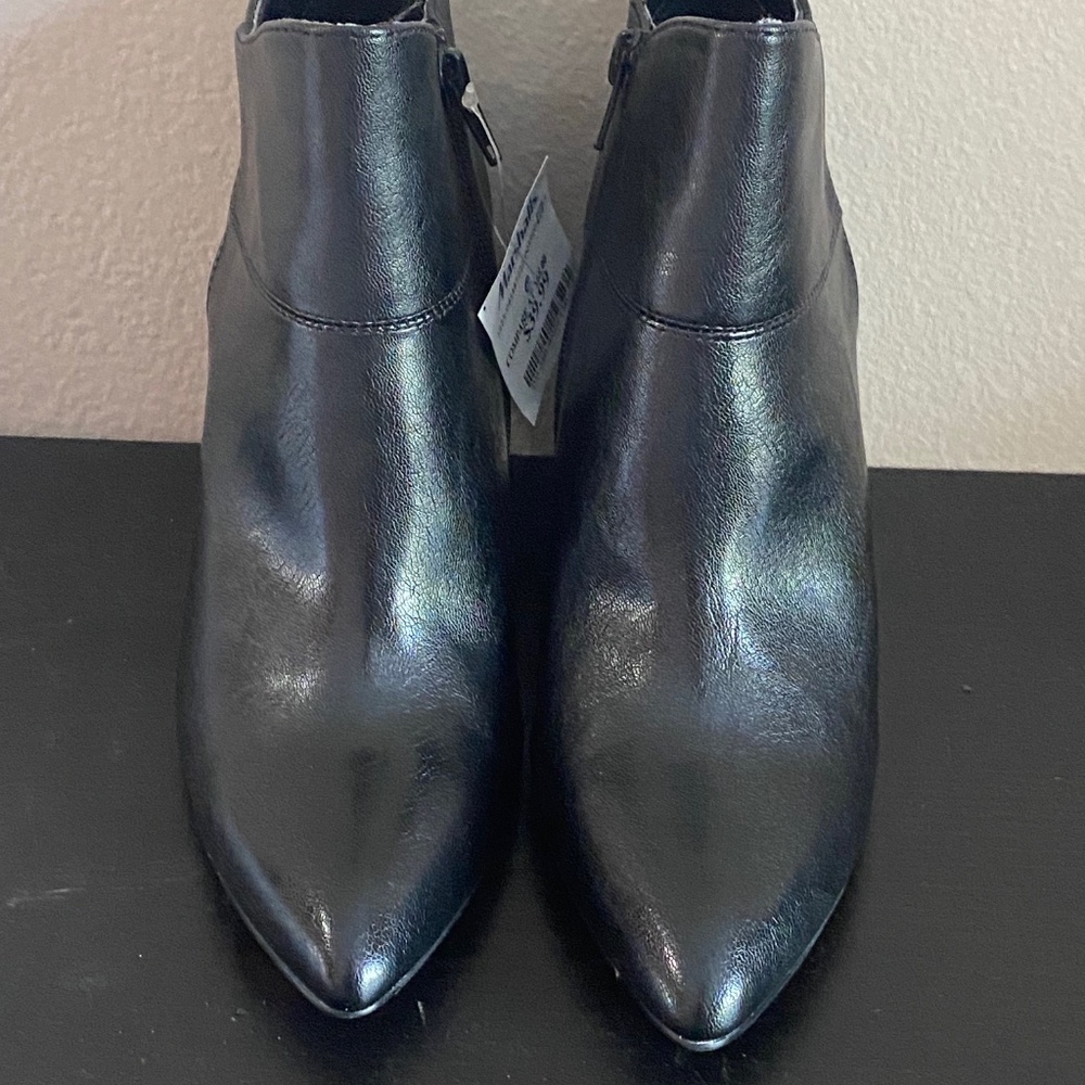 Black Nine West Booties with Wedge Heel, Size 7